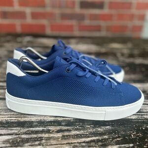 New GREATS Brooklyn Men's Royale Knit Lace Up Sneakers, Blue/White, 9 Medium US